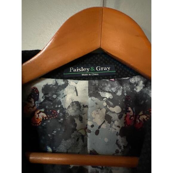 Paisley & Gray Slim Fit Blazer 44R Black Textured Sport Coat Butterfly Lining - Picture 2 of 10